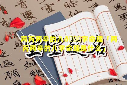 两丙两辛的八🕊字命理「两丙两辛的八字命理是什么」