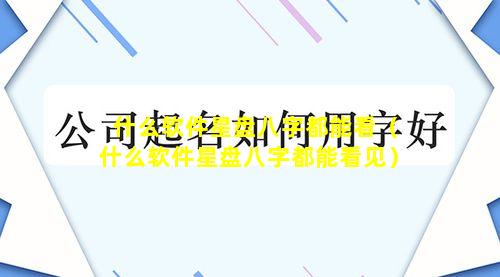 什么软件星盘八字都能看（什么软件星盘八字都能看见）