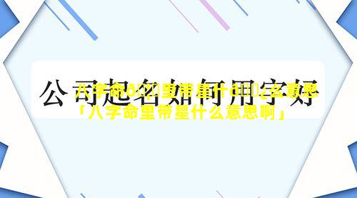 八字命🦋里带星什🌿么意思「八字命里带星什么意思啊」