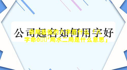 命局最强的八字是什么「八字命🌲局水二局是什么意思」