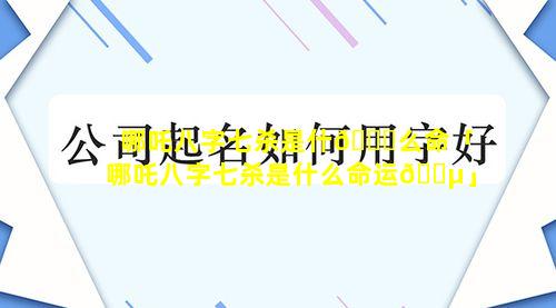 哪吒八字七杀是什🐘么命「哪吒八字七杀是什么命运🌵」