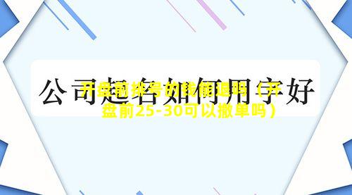 开盘前排号的钱能退吗（开盘前25-30可以撤单吗）