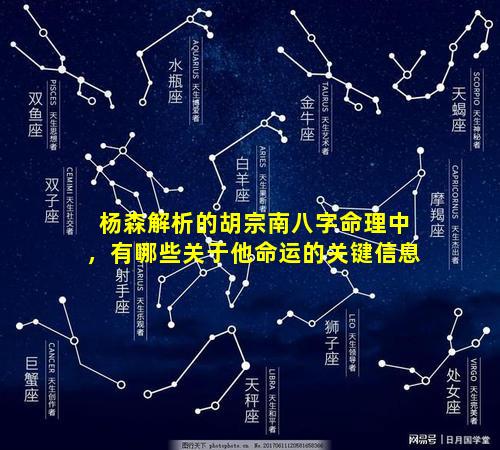 杨森解析的胡宗南八字命理中，有哪些关于他命运的关键信息