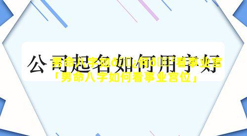 男命八字如🌿何🌲看事业宫「男命八字如何看事业宫位」