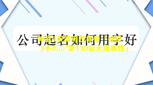 神武3天策府石命格「神武3手🌳游130级天策属性」