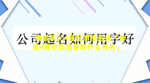 神武🦍4普陀命格选择「神武4普陀加血量跟什么有关」